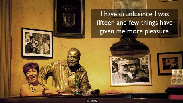 Floridita bar interior, with statue of Ernest Hemingway and a local patron, Havana, Cuba caribbean, Latin America